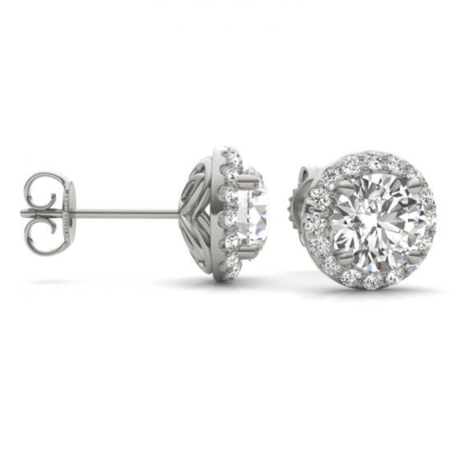 6,5mm Brilliant Halo Filigree Earring