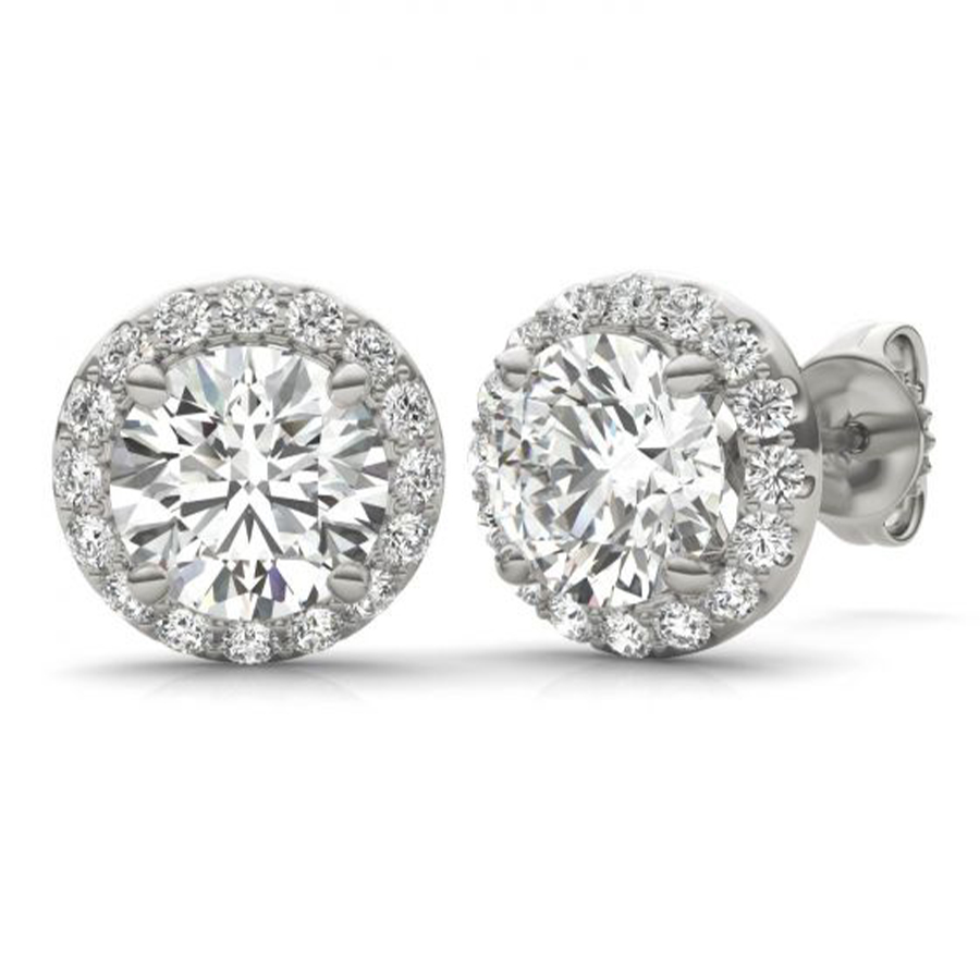 6,5mm Brilliant Halo Filigree Earring