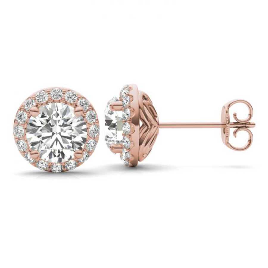6,5mm Brilliant Halo Filigree Earring