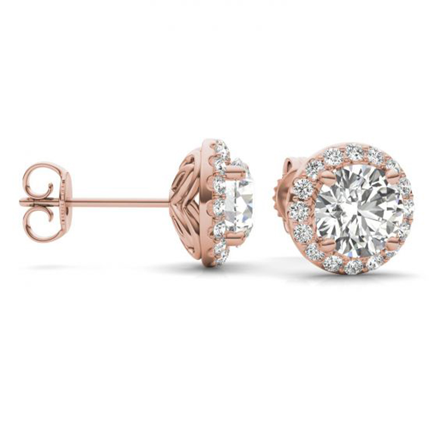 6,5mm Brilliant Halo Filigree Earring