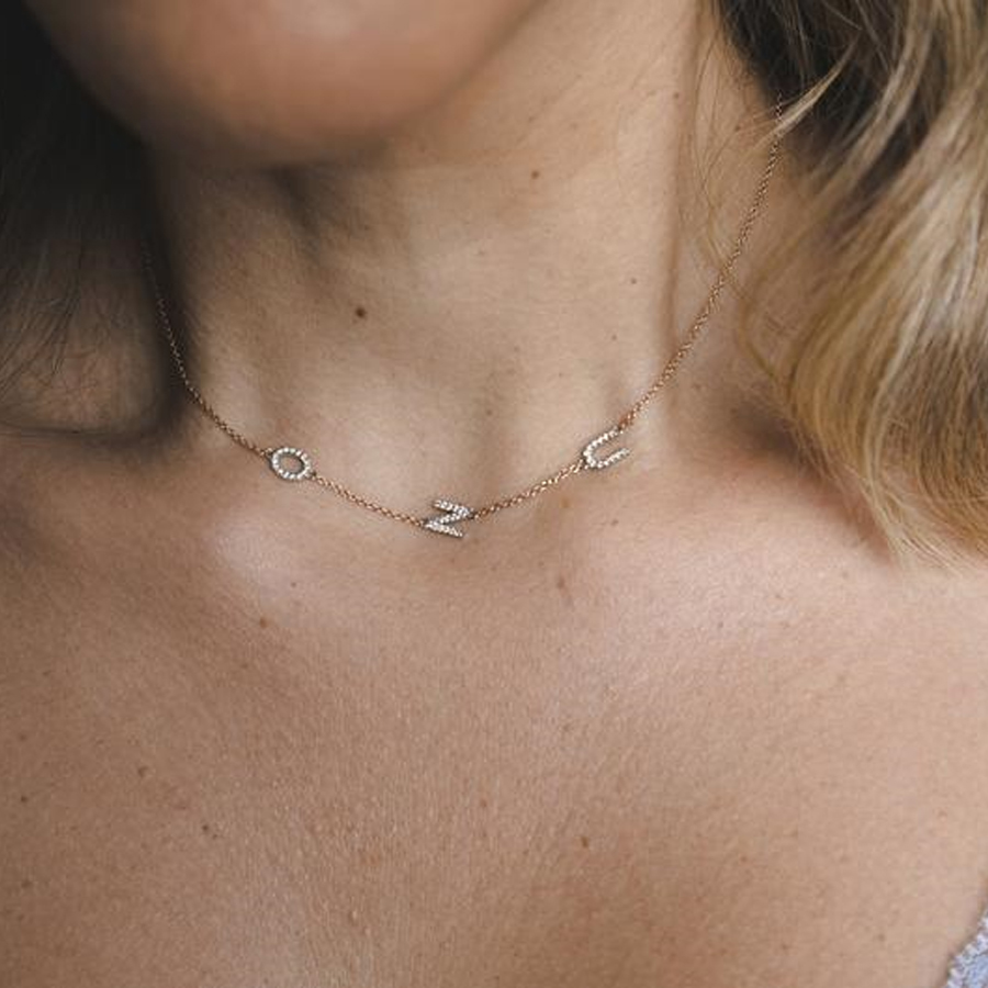 Sideswept Triple Initial Necklace