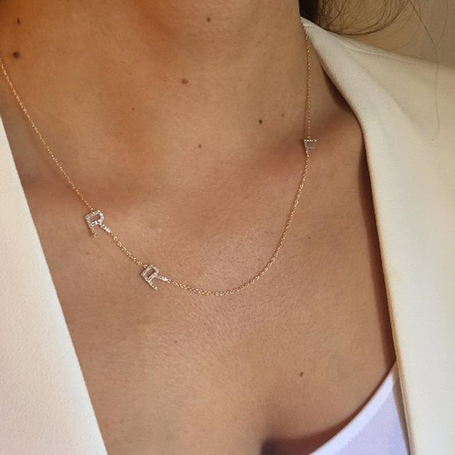 Sideswept Triple Initial Necklace