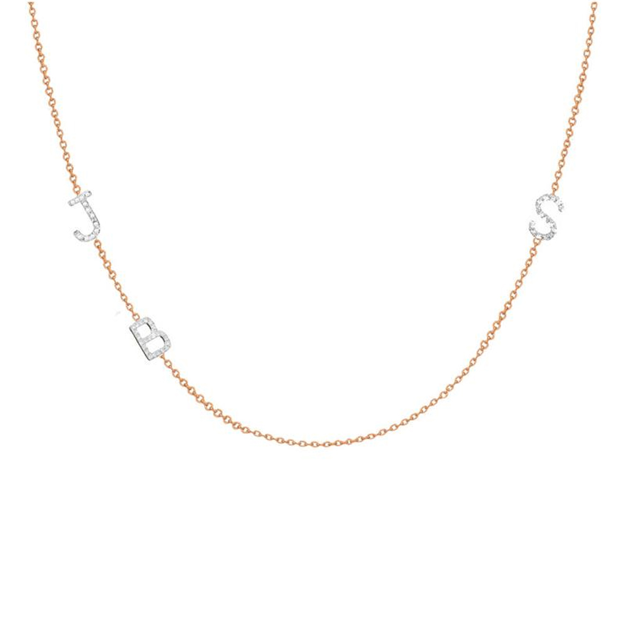 Sideswept Triple Initial Necklace