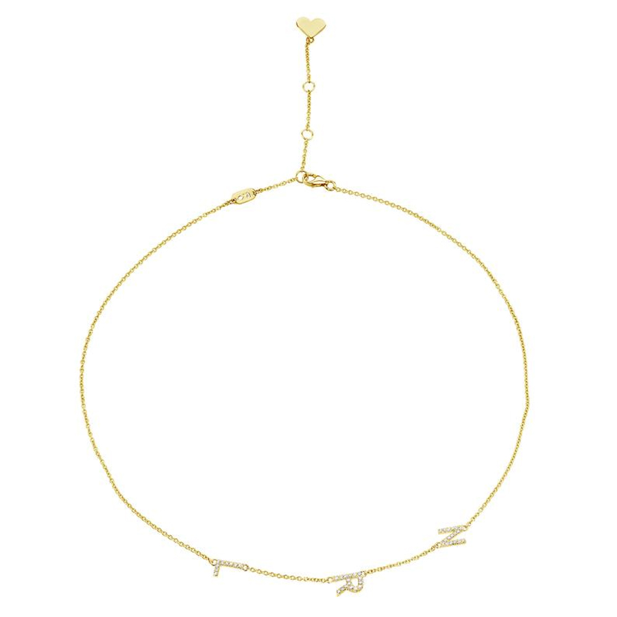 Sideswept Triple Initial Necklace