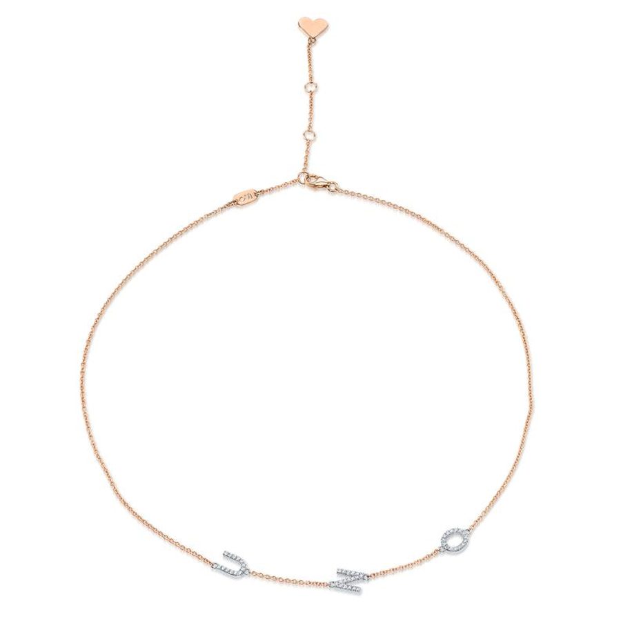 Sideswept Triple Initial Necklace